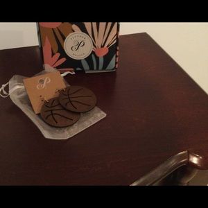 Wooden basketball earrings